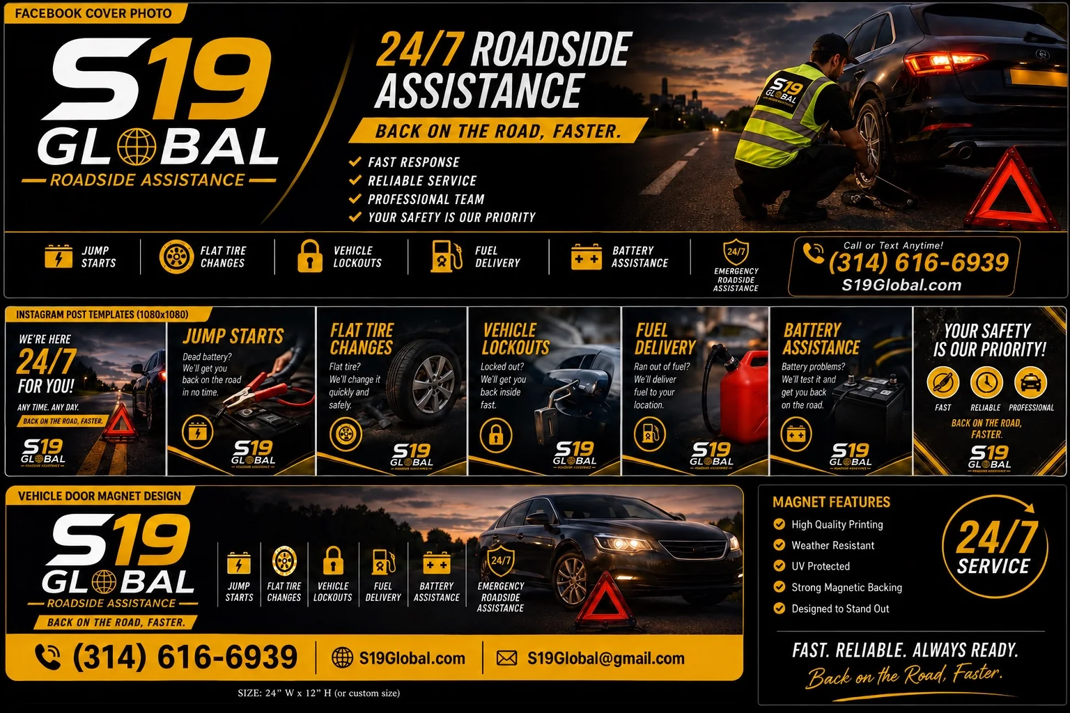 S19Global roadside assistance brand materials