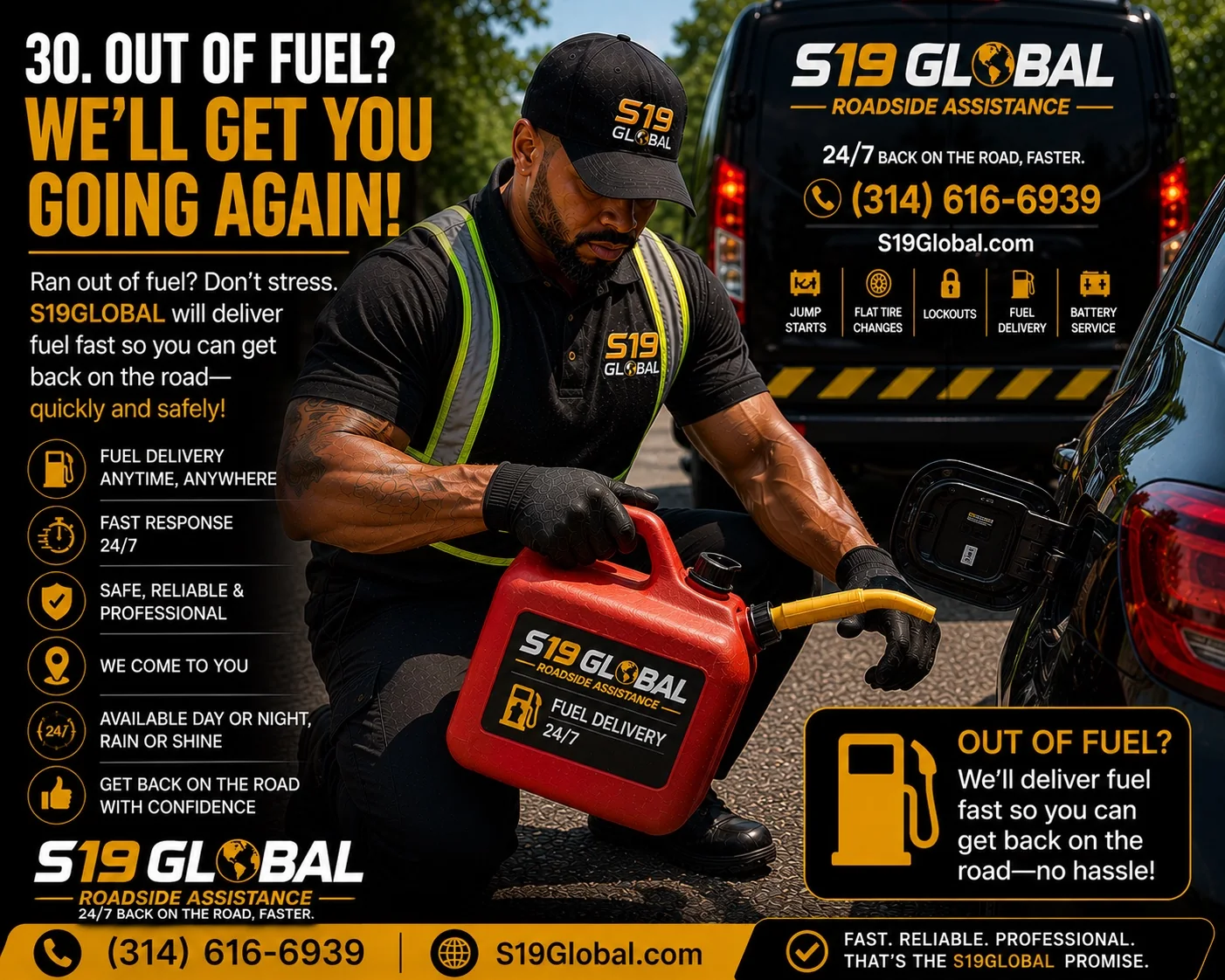 S19Global technician delivering emergency fuel