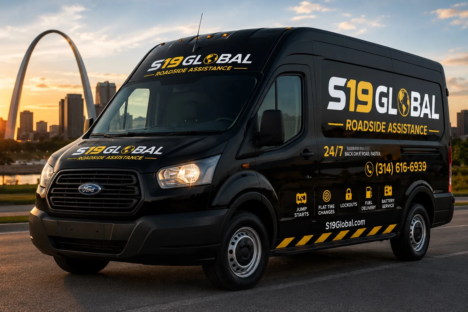 S19Global branded roadside assistance van in St. Louis